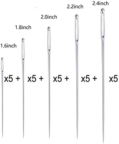 25 peças grandes oculares agulhas de costura manual Bordado Kit de agulhas de costura com estojo de agulha de madeira