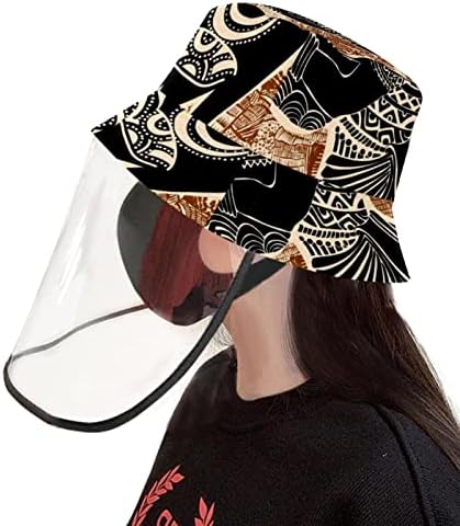Chapéu de proteção para adultos com escudo facial, chapéu de pescador anti -sun tap, pintura tradicional de menina africana