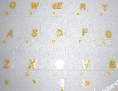Transparente tradicional português com adesivos de teclado de letras amarelas para laptops computadores de computadores