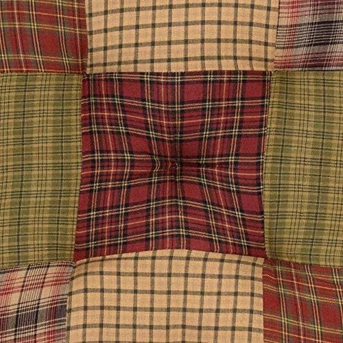 VHC Brands Tea Cabin Chaft Patchwork Log Cabin Country Rustic Lodge Design, Moss Green e Red Deep Red