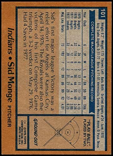 1978 Topps 101 Sid Monge Cleveland Indians Ex Indians
