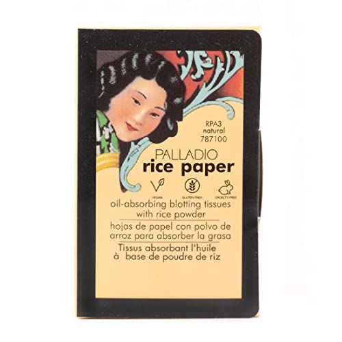PALADIO RECE PAPEL FACIAL TESMOS PARA PELE oleosa, folhas de face de face feitas de arroz natural, papel absorvente de óleo com arroz