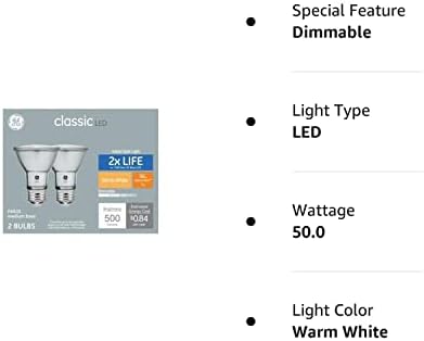 GE Classic Classic de 50 watts EQ LED PAR20 Warm White Dimmable Spotlight Bulbo