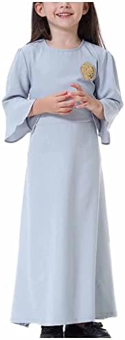 Little Girls Kids Flare Flare Manum Maxi Dress Muslim abaya Robe simples simples vestido casual de estilo islâmico moderno