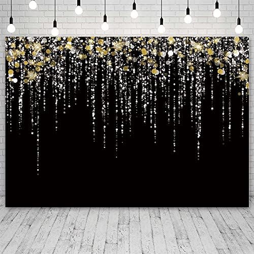 Sendy 10x7ft Black and Gold Party Photo Backdrop For Girls Gold Pontos de ouro