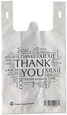 Sacos de papel a jato »sacos reutilizáveis ​​não tecidos 12,5 x 7,7 x 17,5 sacola, obrigado impresso em todos os idiomas,