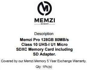 MEMZI PRO 128 GB 80MB/S CLASSE 10 Micro SDXC Card com adaptador SD para Asus ZenFone AR, 5q, 5z, 4, 4 Pro, 4 max, 3, 3 laser, 3 zoom, v, max plus, max, telefones de células vivas