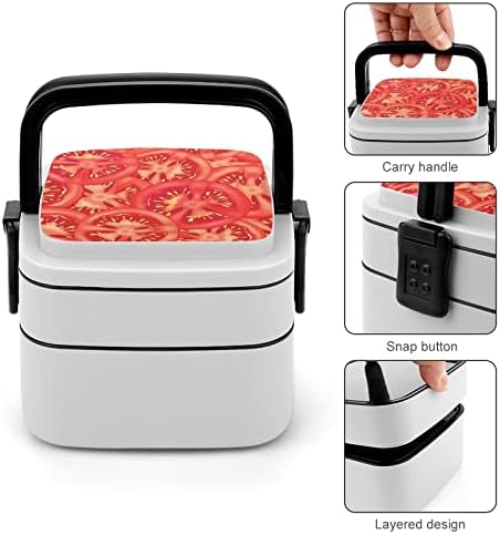 Impressão de vegetais de tomate tudo em uma caixa de bento para adulto recipiente de almoço com colher para escola /trabalho