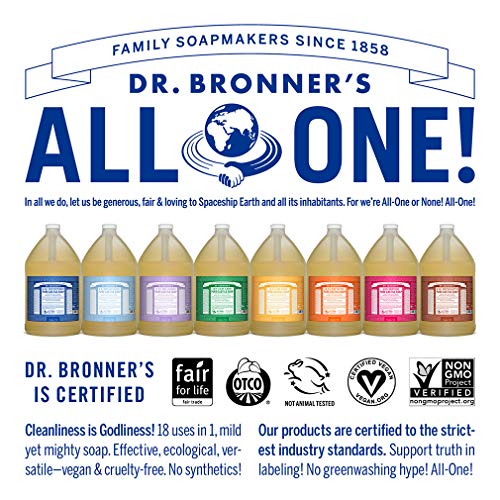 Dr. Bronner's-Sabão líquido puro-cáteis-feito com óleos orgânicos, 18 em 1 Usos: rosto, corpo, cabelo, lavanderia,