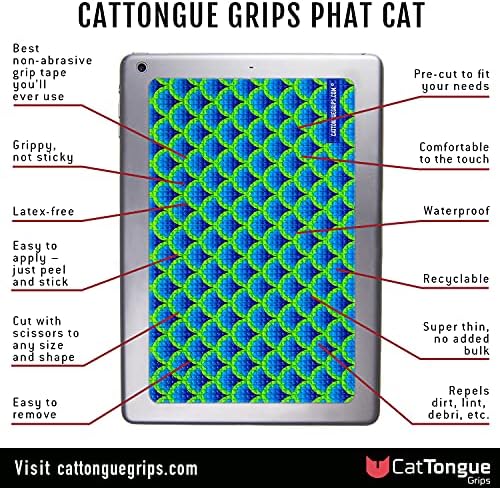 Cattongue Grips Phat Cat & Kitty Cat Tablet & Cellphone Grips Backing de fita não abrasiva para comprimidos e laptops compatíveis com iPhone e Android, Grip Universal, sem maior volume