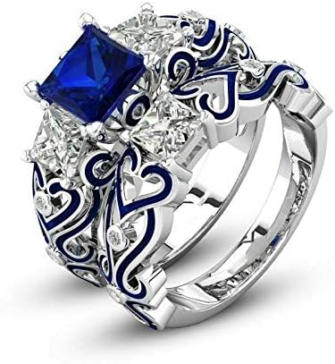 T-Jewelry 1set Ring Lily of the Valley Inspirado Sapphire Princess Cut Ring Ring