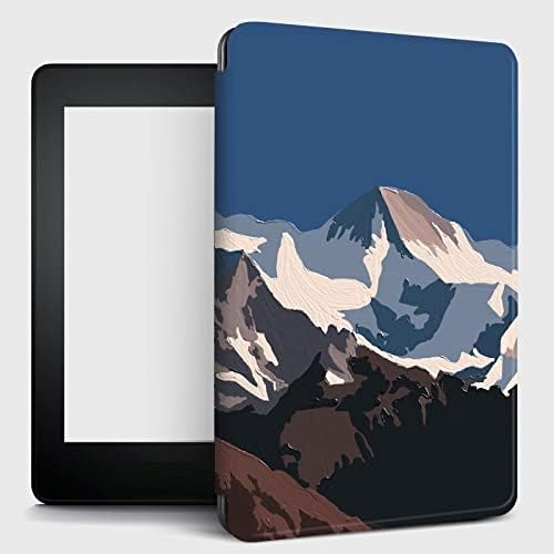 Caso Shzrgarts para o novo Kindle, capa leve de fólio leve de couro, pico de neve abstrato