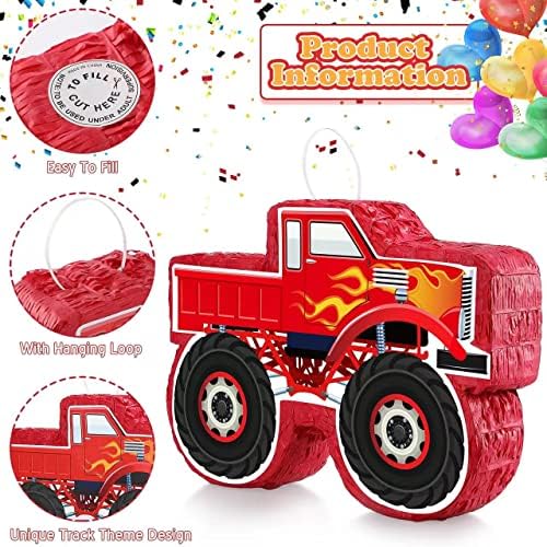 Decoração de pinata de caminhão pequeno para Fiesta 16 x 11 x 3 polegadas pinata mexicana para material de festa de aniversário com tacos de bastão e confetes com tetos para meninos para meninos adultos para jovens games de decoração de carnaval