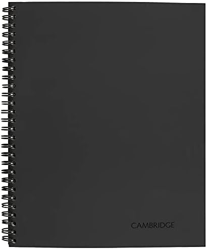 Cambridge 06132 Caderno de negócios guiado lateral, linho, notas de reunião, 11 x 8 1/4, 80 folhas, preto