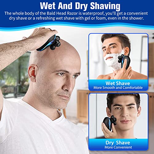 Barbeador de cabeça elétrica para homens carecas, 6 em 1 homem elétrica cabeça barbeador careca barbeador de barbeador