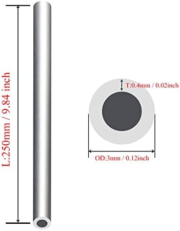 1set 304 Tubo de aço inoxidável, espessura: 1 mm /0,04 polegadas de comprimento 300 mm Tubo de tubo de metal redondo