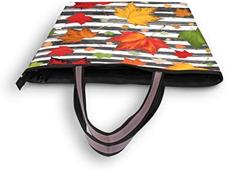 Fall Pumpkin Tote bolsa com bolsos e compartimentos, saco de folhas de outono com zíper