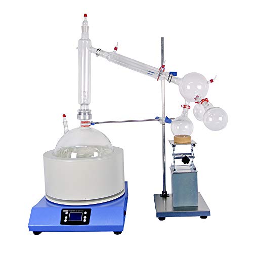 Kit de destilação de caminho curto de vidro de laboratório HNZXXIB 20L com bomba de vácuo de palhetas rotativas 4cfm e resfriador