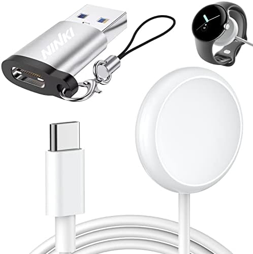 NINKI compatível com o Google Pixel Watch Cabul Stand Type C + Adaptador USB + pulseira USB, 3 em 1 Magnetic Wireless Stand