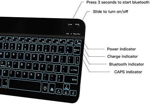 Teclado de onda de caixa compatível com o teclado Bluetooth Samsung Galaxy Z Fold 4 - Slimkeys Bluetooth - com luz de fundo, teclado portátil com conveniente luz traseira - Jet Black