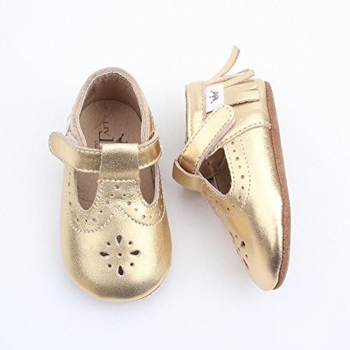 Liv & Leo Baby Girls Mary Jane Sandals Moccasins Sapatos de berço solo - de couro genuíno