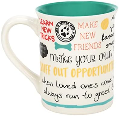 Enesco Nosso nome é as regras de Lama Pet Happy Dog To Live By Coffee Canek, 16 onças, Multicolor