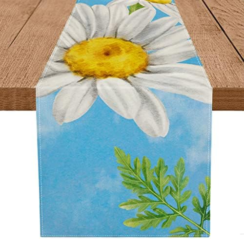 Mesa de primavera corredor 13x72 polegadas Crisântemo Bule primavera verão Home sazonal de cozinha de cozinha Decor