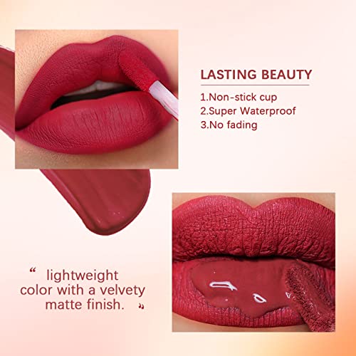 12 Color Lip Gloss Non Stick Cup não desbota Velvet Lipstick Lip Lipstick Lipstick Soft Waterspert During Lip Glaze