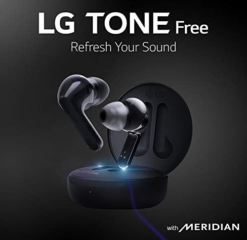 LG TOME FN5W FREE - Carregamento sem fio True Wireless Bluetooth foodbuds com som meridiano, redução de ruído com um microfone duplo e fechado para o trabalho de trabalho/casa, iPhone e Android, preto, preto