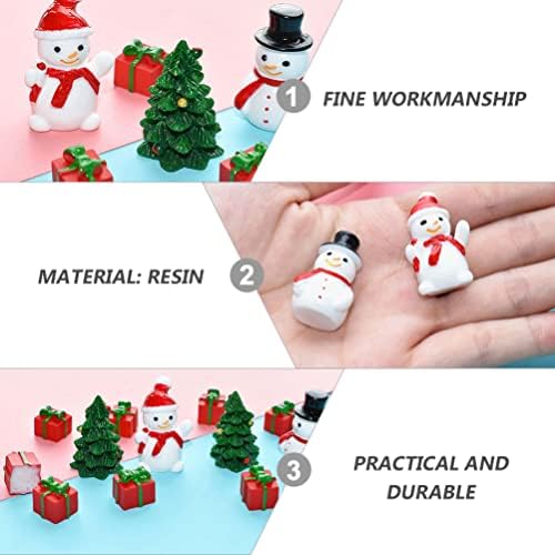 STOBOK 20pcs Miniatura Snowman Figuras Mini estátuas de boneco de neve de natal Diy Resin Snowman Ornamentos DOLHOUSE DOLHOUSE