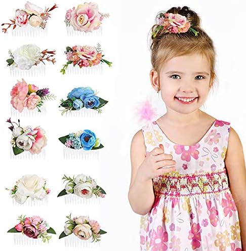 Pente de cabelo de flor de lariau para meninas simulação fofa pino floral para crianças vestem acessórios de cabelo para performance de palco diariamente