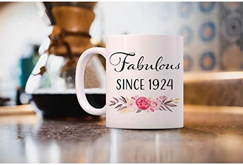 Presentes de aniversário de 99 anos para mulheres, caneca engraçada de café de 99 anos, canecas de 1924 99º aniversário para ela, mãe, tia, esposa, amiga, avó, irmã, colega, 11 oz de chá Fabulous desde 1924