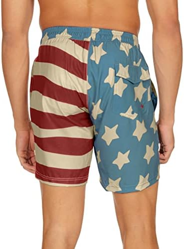Tipsy Elves Patriótico Men Tronco de natação - bandeira de bandeira americana masculina Unsam de 7 polegadas - alongamento de 4 vias e estilo clássico