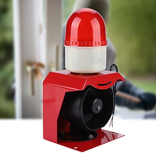 Vifemify 110dB 10W Audível e visual Siren Siren Alarm System Red LED Plashing Warning Horn Alarm Sirene