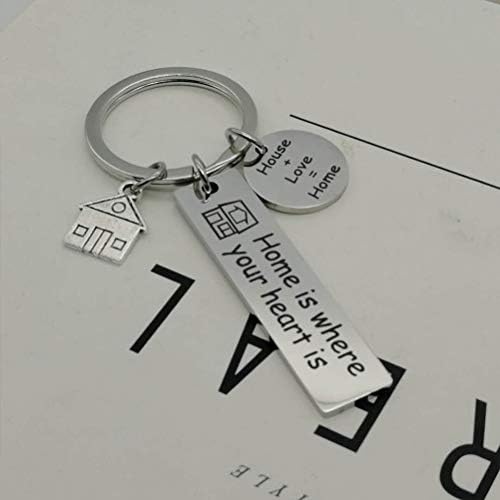 Galpada 2pcs Chaves de chaves de impressão de cartas de impressão de letra Pingente de aço inoxidável anéis de chaves de aço