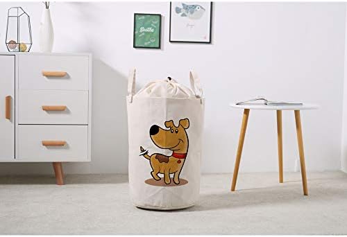 Cesto de lavanderia cesto de roupas sujas saco de armazenamento organizador de armazenamento feliz cães drawtring racha à prova