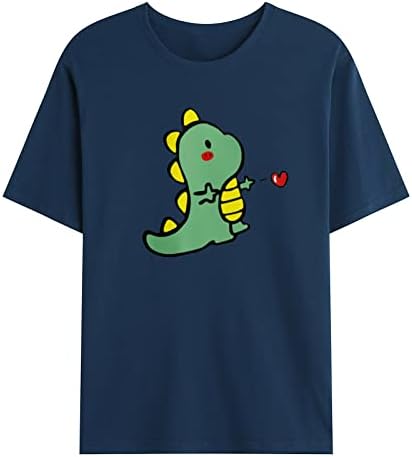 T-shirt de mangas curtas masculinas Tops fofos de dinossauros estampas de dinossauros