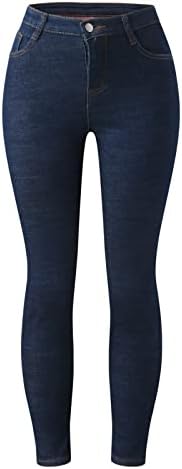 Calça jeans de cargo para mulheres de inverno espessado jeans jeans 2022 Cantura alta prolongada Pés Slim Jean Women