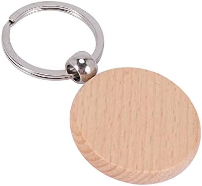 Lanyazet 60pcs em branco redondo de madeira de madeira DIY Keychains Tags -chave podem presentes de bricolage