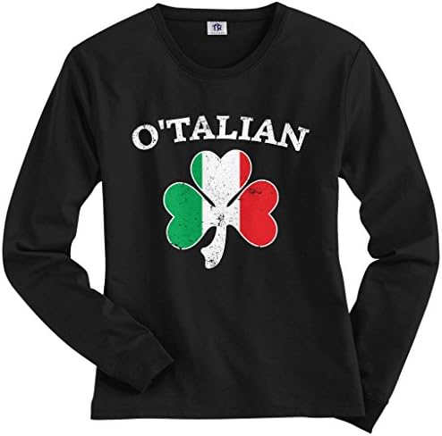Threadrock feminino o'talian italiano irlandês shamrock t-shirt de manga longa