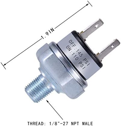 Interruptor de pressão do ar 110-145 PSI Pressionamento interruptor 1/8 -27 NPT DC 24V 12V Pressão Chave do compressor de ar interruptor de pressão 110 PSI Chave de pressão DC Chave de pressão