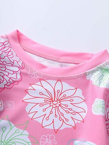 Moily Baby Girls Floral Impresso Babola de Rashguard de manga comprida Camisetas com roupas de praia de Bottom