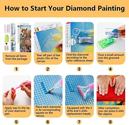Tishiron diy 5d diamante pintura a cavalo por kits de números para adultos kits de pintura de diamante para adultos kits