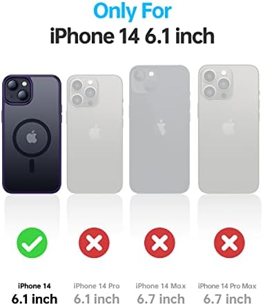 Meifigno projetado para iPhone 14 Case, [Compatível com Magsafe e Proteção de Grade Militar], Back Translúcida Matte com Magnetic Magnetic 14 Case, 6,1 polegadas, roxo