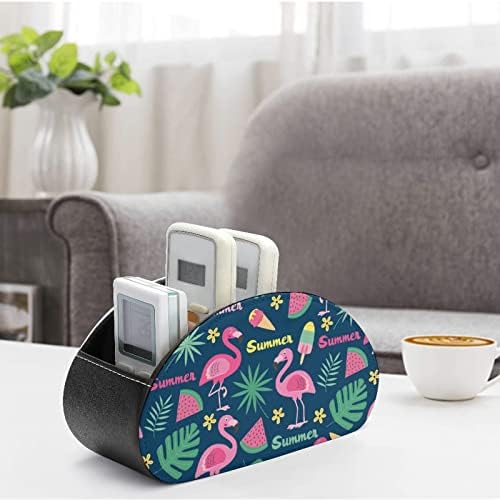 Tropical Leaf Flamingo Ice Cream Remoto Control Solder com 5 Compartimentos TV Remote Organizer Box Storage Container para Media