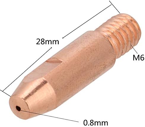 20pcs 1.1in 0,8 1,0 1,2 mm Dica de contato de cobre M6 para binzel 24kd mig mag tocha de soldagem