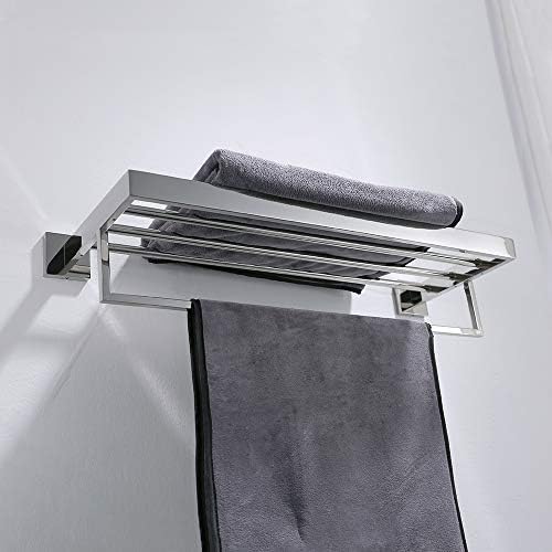 Turs Toalha de toalha de banheiro prateleira de toalha polida com toalhas de toalhas de aço inoxidável montado na parede do toalheiro