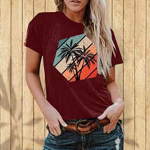 Mulheres Summer Summer Beach Sunsets Coco Trees de coco Camise