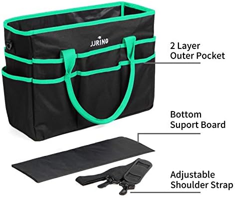 Bolsa de transporte multifuncional grande, saco de artista de nylon 600d com 16 bolsos Caddy para arte, artesanato, costura, maquiagem ou escola, médico, organizador de material de consultório, verde