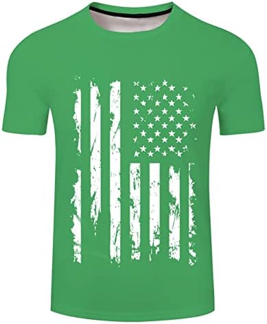 Camisas de férias de Eelhoe para homens de manga curta patriótica bandeira americana redondo pescoço de verão praia de camiseta